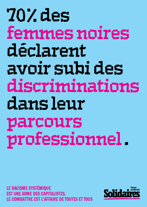 AFFICHE A3 - LE RACISME SYSTÉMIQUE EST UNE ARME DES CAPITALISTES - FEMMES NOIRES ET DISCRIMINATION PARCOURS PROFESSIONNEL