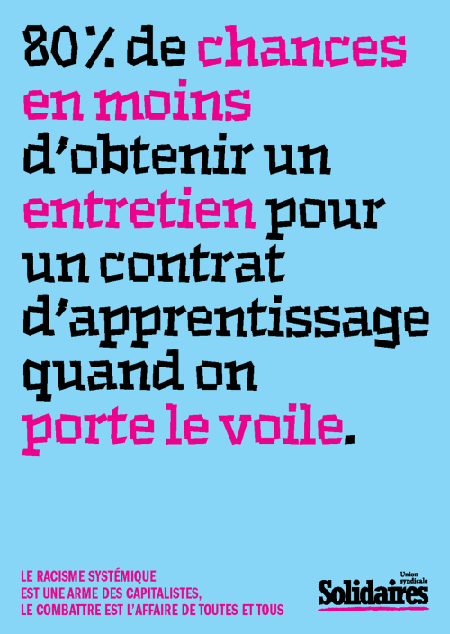 AFFICHE A3 - LE RACISME SYSTÉMIQUE EST UNE ARME DES CAPITALISTES - VOILE ET TRAVAIL