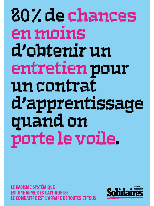 AFFICHE A3 - LE RACISME SYSTÉMIQUE EST UNE ARME DES CAPITALISTES - VOILE ET TRAVAIL