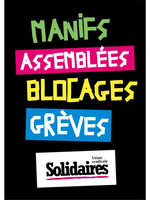 AUTOCOLLANT - MANIFS ASSEMBLEES BLOCAGES GREVES